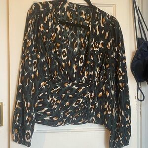 Express Black and Brown Patterned Blouse